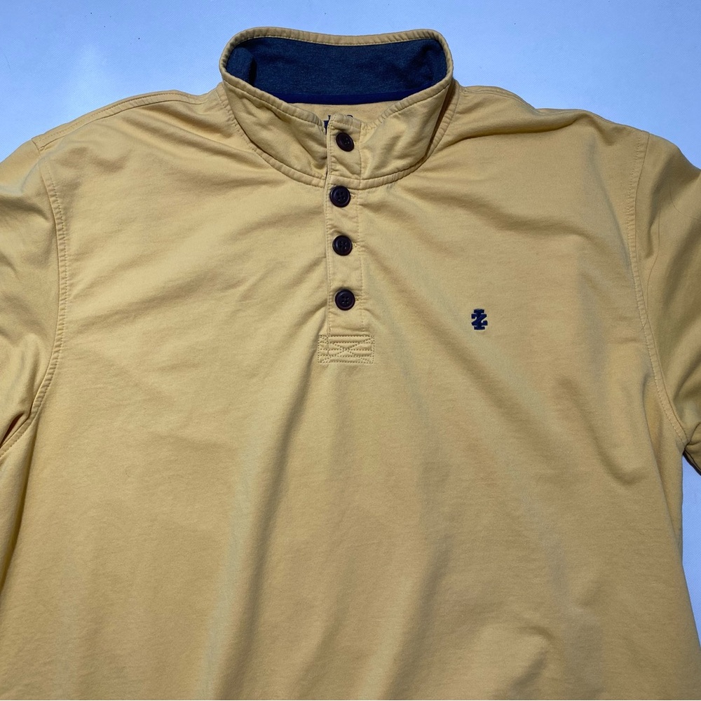 GOOD- Size XXL Mens IZOD Long Sleeve 1/4 Button Pullover Cotton Polyester Yellow - Picture 8 of 9